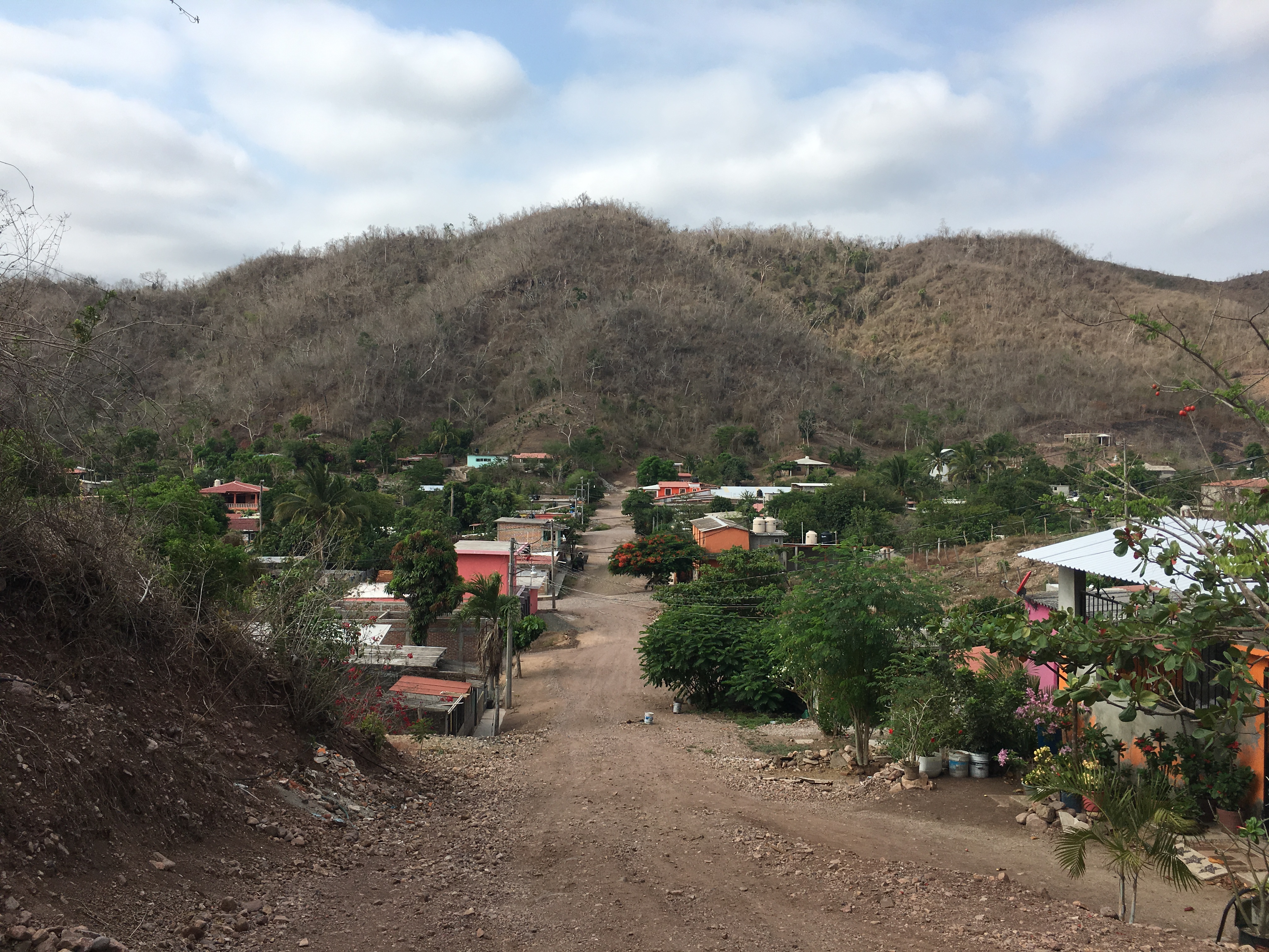the view of the street where Simon and Mari live